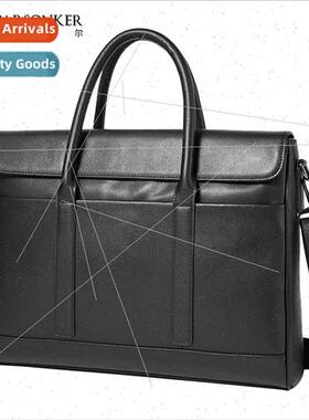 Men briefcase leather fashion computer handbag business casu