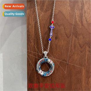 button pendant retro fish craft peace hollowing Two enamel