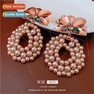 diamonds earrings needle earrin pearl flowers lver old