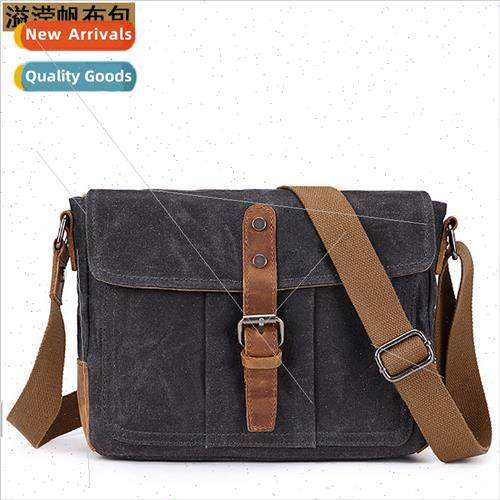 New waterproof oil waxed canvas bag retro crossbody bag men