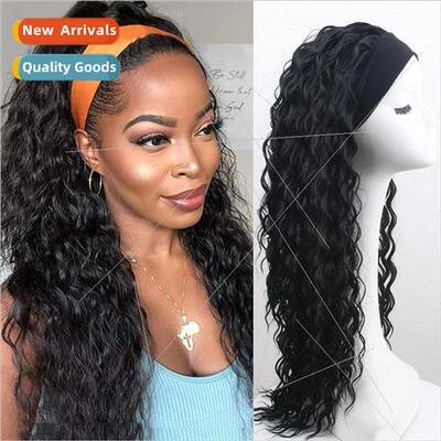 Europe headband wig ice silk hairband long curly hair set he