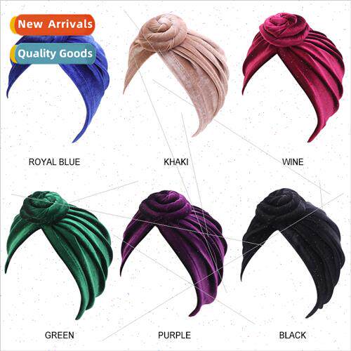 Autumn winter new donut disk flower hat pure color velvet tu