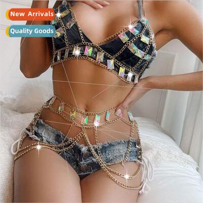 YH3597 Europe colorful acrylic metal chain tassel connected