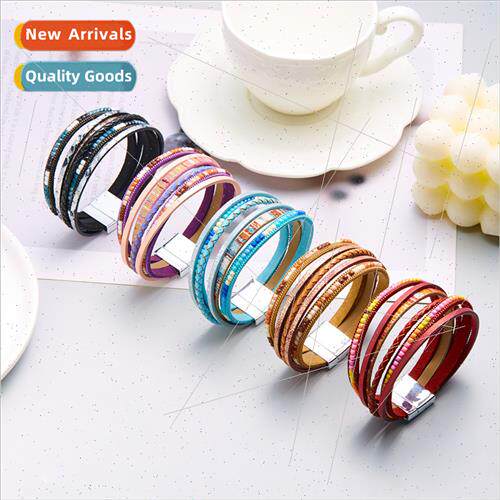 New bohemian multi-layer braided leather bracelet creative w