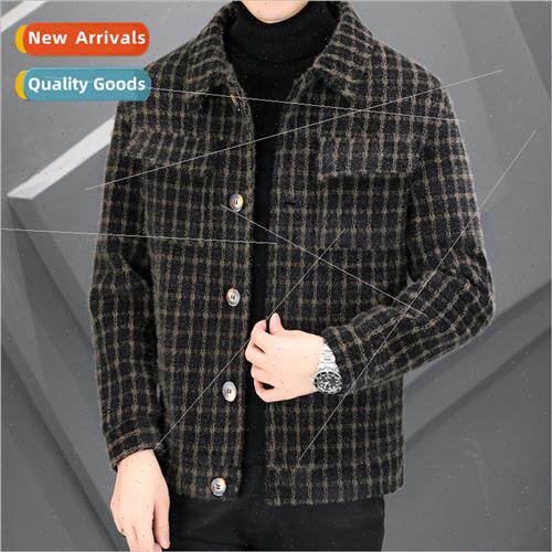 Fall winter tweed jacket men short tweed coat nd high-end me