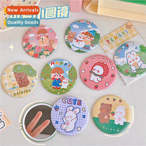 Small mirror cartoon cute portable makeup mirror small round