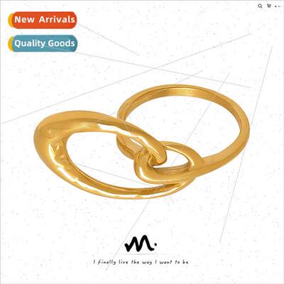Europe Geometric Asymmetric Twist Ring Creative Titanium Ste
