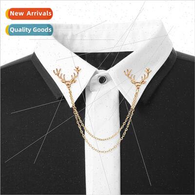 Europe alloy su shirt deer head tassel lapel pin high-grade