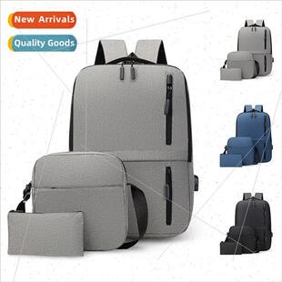 Men business bag three sets laptop backpack USB large-capacy