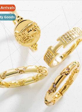 fashion simple pure copper micro-set zirconia open ring Euro