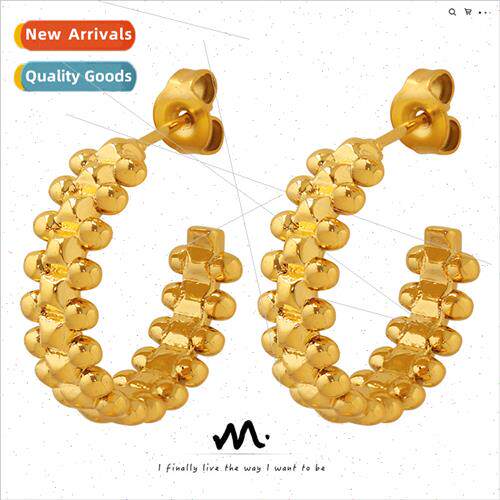 summer nd C shape earrings ins Europe tide niche brass mater