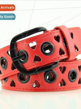 Korea sweet pin buckle belt Ms. youth hollow belt young stud