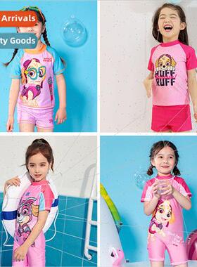 Girls swimsuit pink Woof Team everyday new female baby split