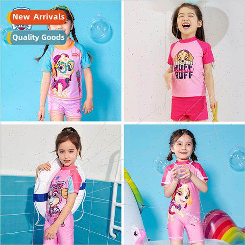 Girls swimsuit pink Woof Team everyday new female baby split