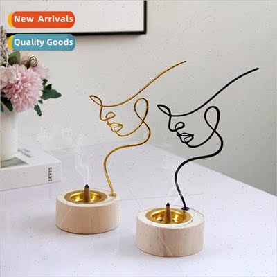 mple Abstract Modern Wooden Black Gold Metal Combo Incense B