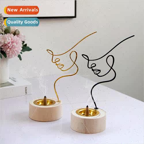 mple Abstract Modern Wooden Black Gold Metal Combo Incense B