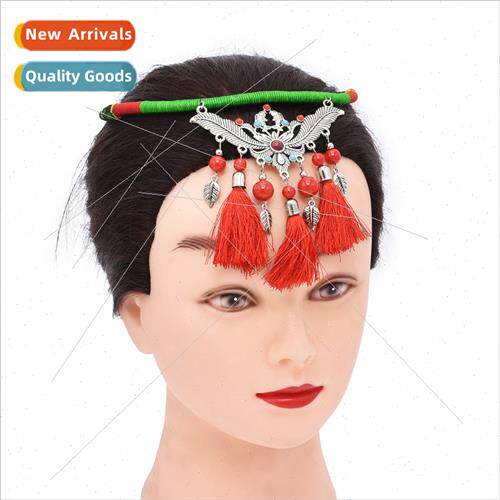 ethnic colored beads alloy tassel ehead ornament handmade re