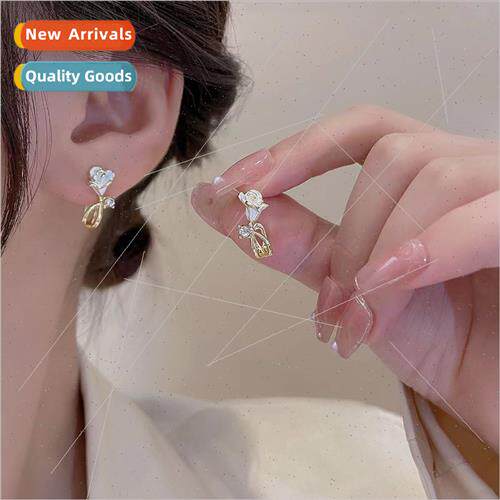 Gentle mini whe flowers zirconia earrings female simple vers