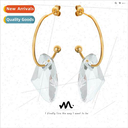ins hook tanium steel gold-plated ear hooks faceted crystal
