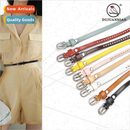 Women leather belt rivets women creative  thin belt versatil