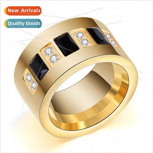 Europe mple 12MM Gold 316 Ring wh Diamonds Zirconia Couple R