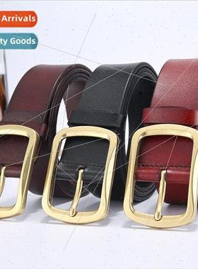 pin buckle pants belt Genuine leather belt Middle-aged busin