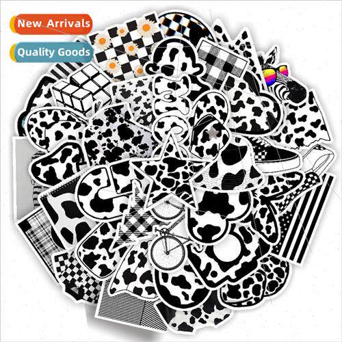 50 new black and whe fresh girl cow color stickers cute wate