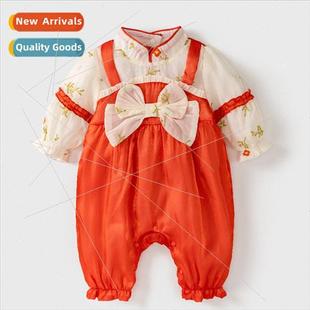 Baby onesie female baby fall crawling suit back with orange