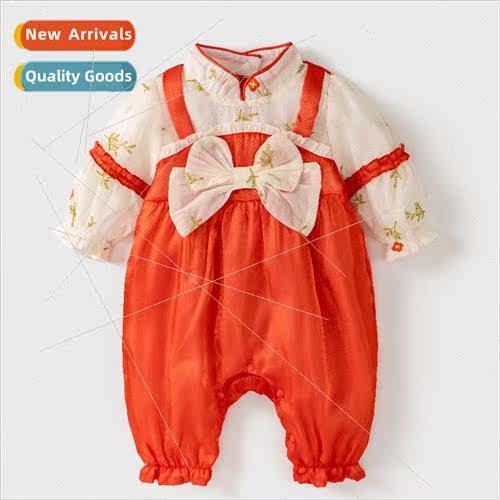 Baby onesie female baby fall crawling suit back with orange