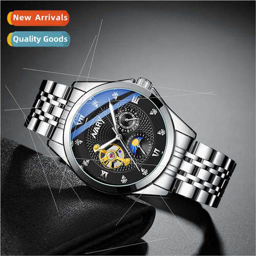 Men Mechanical Watch Casual Sun Moon Stars Dial Automatic Me