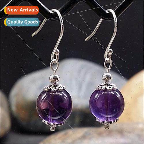 Faux amethyst agate earrings female long earrings female ear