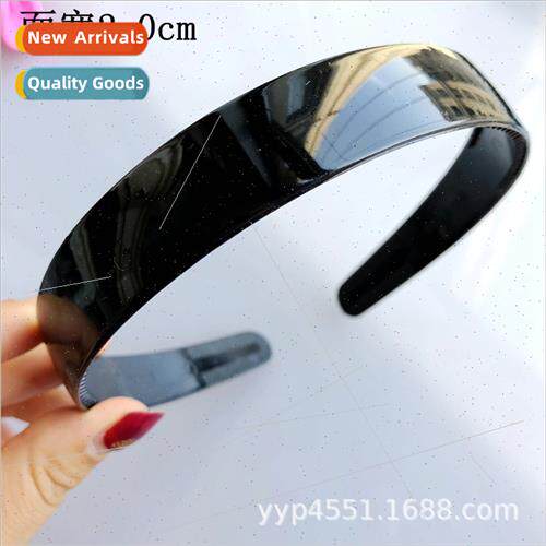 Korea plastic hair bands net  glossy 2cm teeth hair band bla