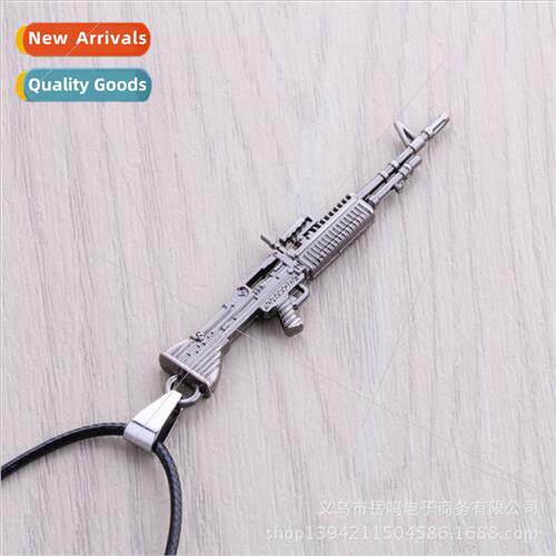 Anime game gun model metal necklace  M60 necklace key pendan