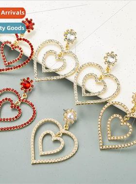 Europe creative hollow double heart earrings female alloy rh