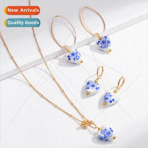 Copper gold plated wh celadon peach heart pendant women fash