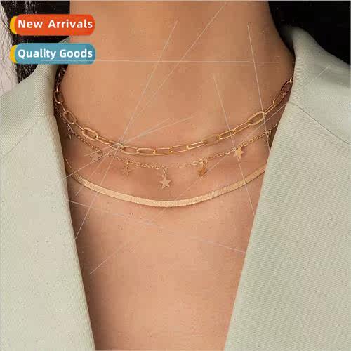 Europe Fashion mple Geometric Chain Necklace Women Multi-lay