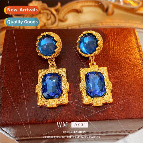 lver pin retro circle diamond-set metal earrings niche earri