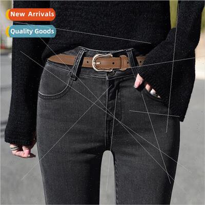 New Korean retro black thin belt female decorative jeans dre