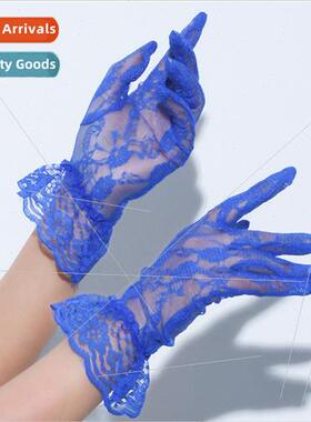 Bridal Wedding Gloves Vintage Lace Short Blue Wedding Dress