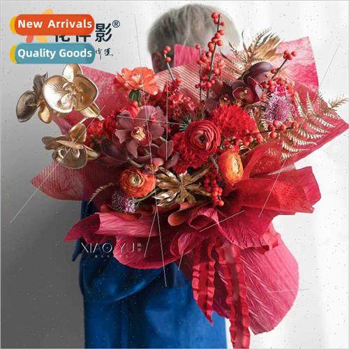 pleated -woven wrapping paper flowers bouquet art hand knead