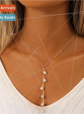 Europe vacation faux pearl simple high sense long pearl tass