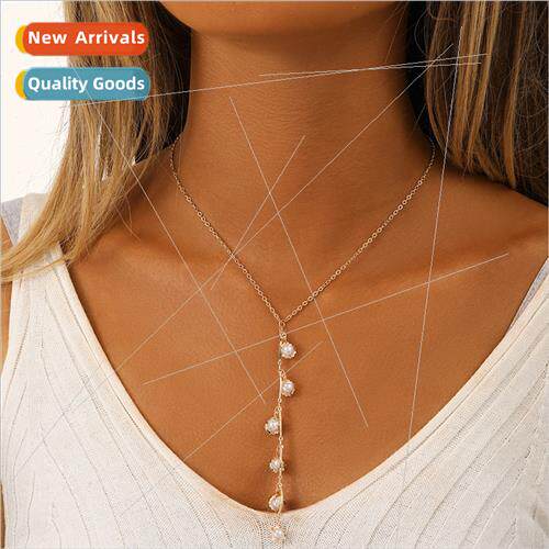 Europe vacation faux pearl simple high sense long pearl tass