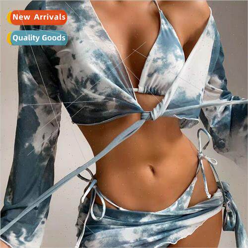 Kym 2023 Europei Sexy Spl Tie-Dye 4-Piece Bikini Swimsu Wome