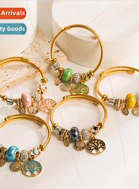 Europe Gold Stainless Steel Pandora Bracelet DIY Tree fe Oil