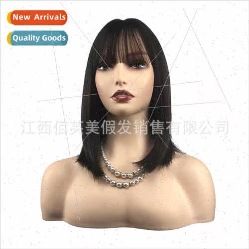 Wigs 适用women can be oblique or flush short hair whole top