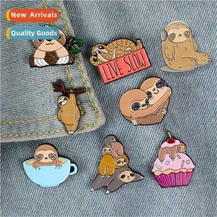 Cream Coffee Brooch Sloth Pin Cute Ice Quirky Creative Cup