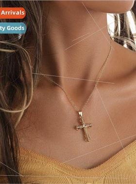 Europe fashion simple nd copper micro-set hollow cross full