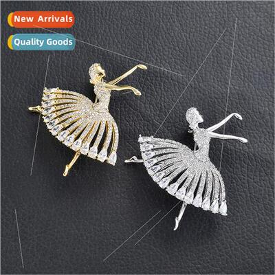 Europe Creative Fashion Ballet Dancing Girl Diamond Brooch C