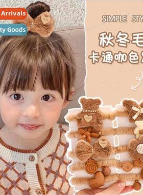 Children plush flowers hair rope ltle girl cute rubber bhair