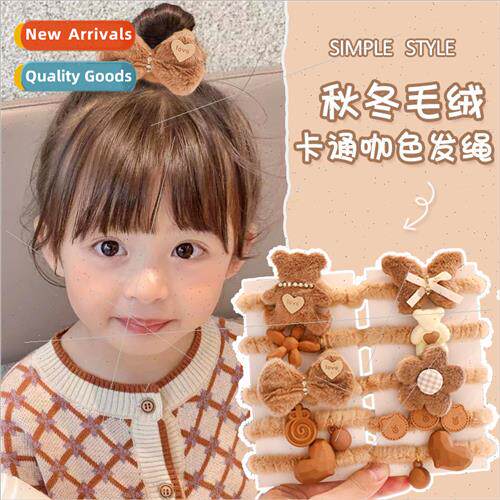 Children plush flowers hair rope ltle girl cute rubber bhair
